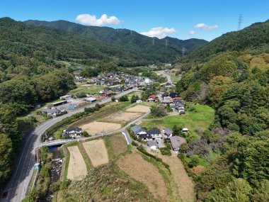 Aerial footage of the countryside of Japan.