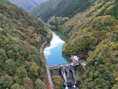 İçinden nehir akan güzel bir dağ vadisi. Nehir ağaçlarla çevrili ve su sakin. Huzurlu ve huzurlu bir sahne.