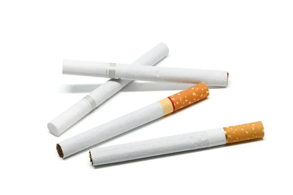 Cigarette White Background Smoke Closeup Detail Isolated — Stock Photo, Image