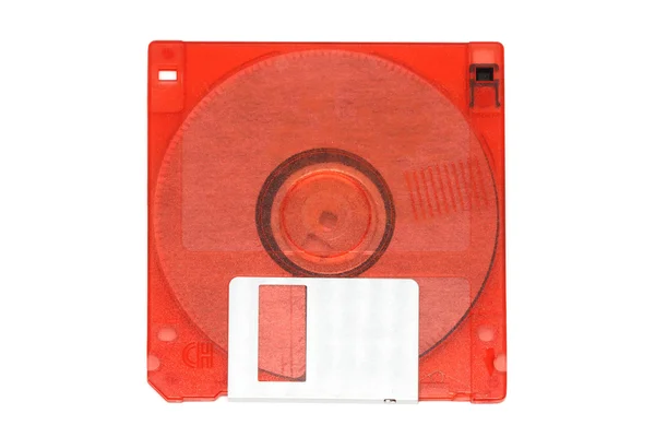 Red 3.5-inch diskette White background — Stock Photo, Image