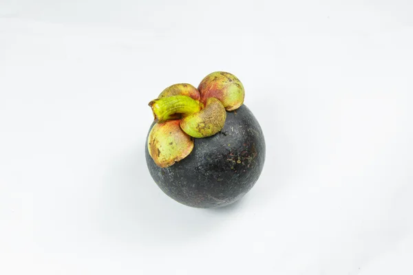 Mangosteen Bílém Pozadí — Stock fotografie