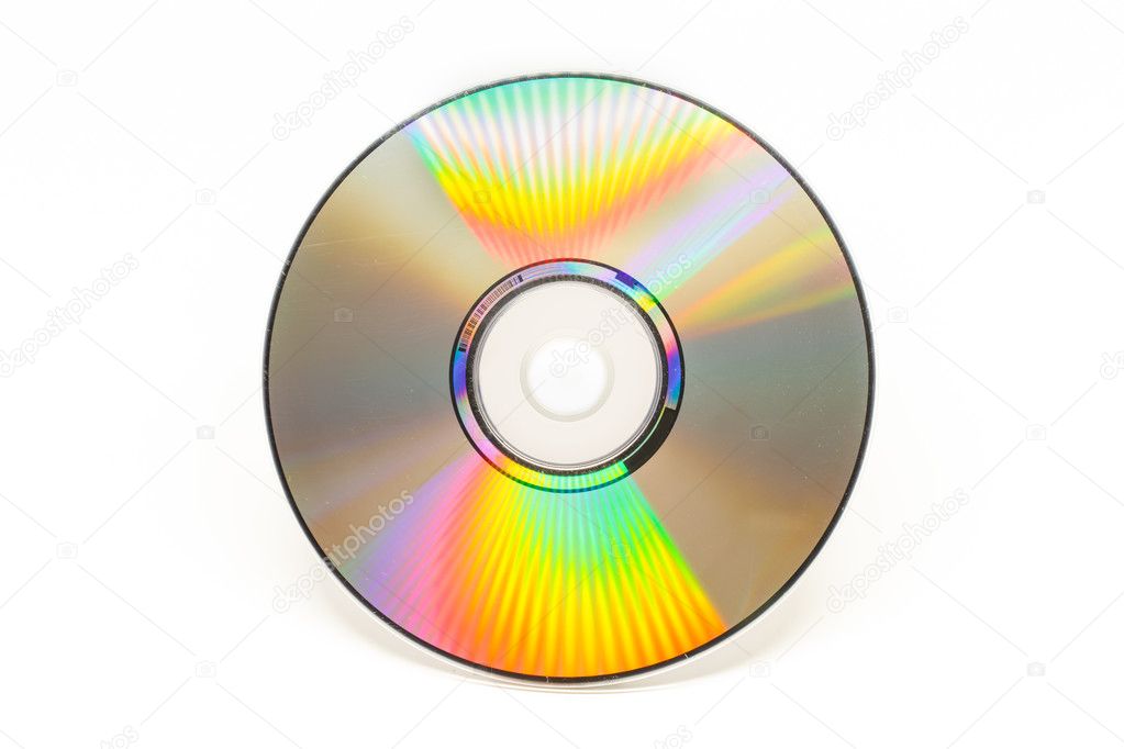 Disk DVD CD on white background detail object 