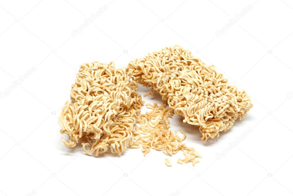 Noodle on a white background closeup detail isolated