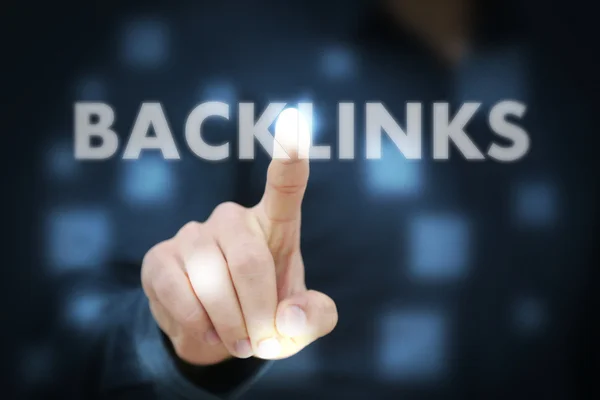 Επιχειρηματίας χέρι αγγίζει Backlinks — Φωτογραφία Αρχείου