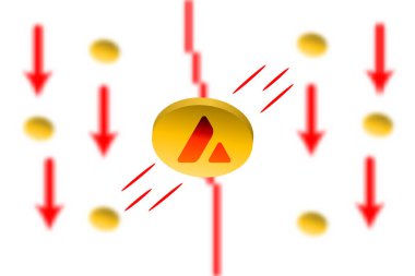 Avax Fall. Gauss etkisi arka planında kırmızı ok var. Avax AVA borsası çöktü. Kırmızı çizelge aşağı