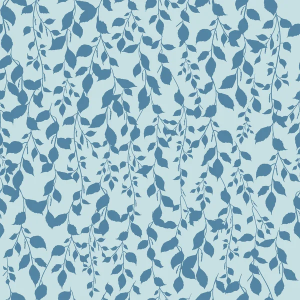 Birkenblatt Silhouette Muster blauer Hintergrund — Stockvektor