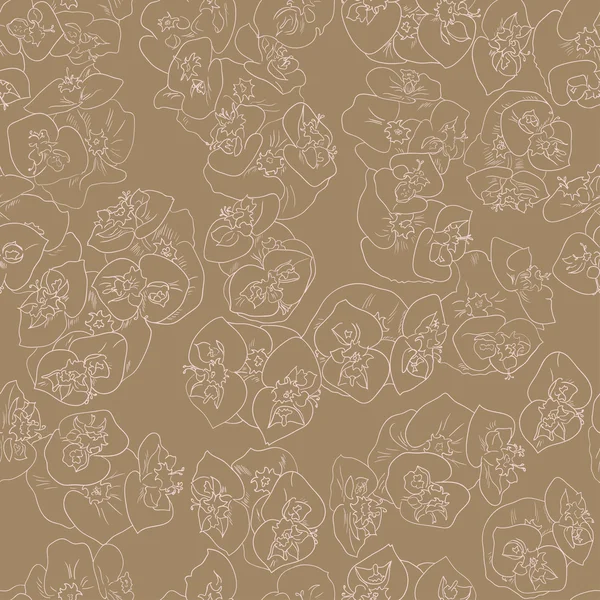 Esquema de fondo de patrón floral transparente beige claro sobre marrón — Archivo Imágenes Vectoriales