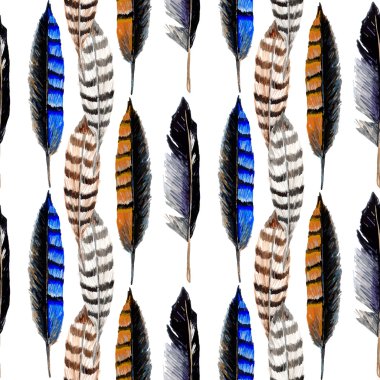 Suluboya Çizgili Tüyler dikişsiz desen 