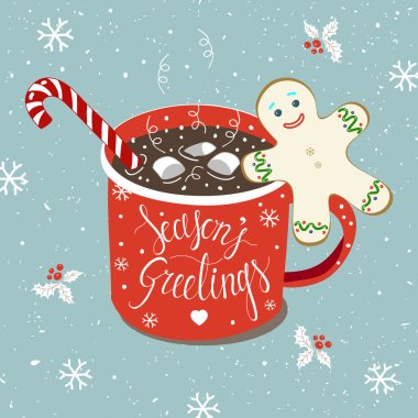 Christmas Hot chocolate card. clipart