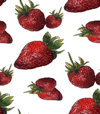 Suluboya çilek seamless modeli 