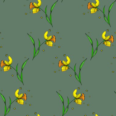 Seamless Daffodil pattern.
