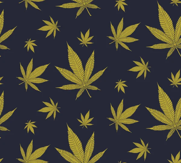 Cannabis deixa padrão sem costura — Vetor de Stock