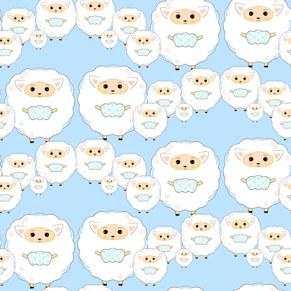 Seamless pattern of cute sheep family — Stockový vektor