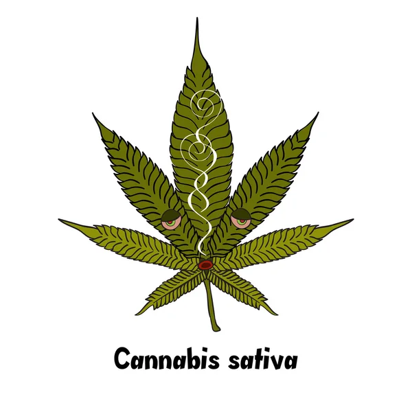 Fumo fumetto Cannabis Leaf — Vettoriale Stock