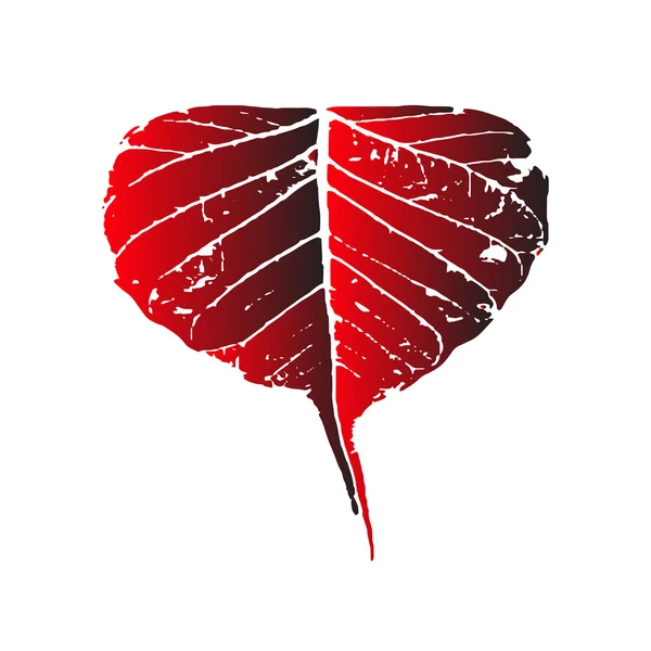 Kırmızı yaprak tarzı kalp — Stok Vektör
