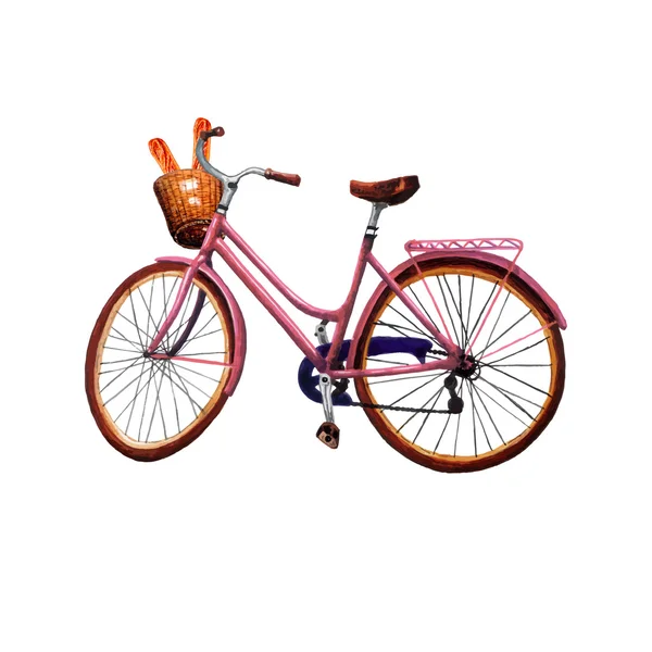 Vélo, baguette et panier . — Image vectorielle