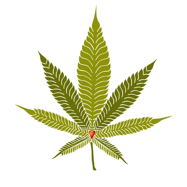 Hoja de cannabis elegante — Vector de stock