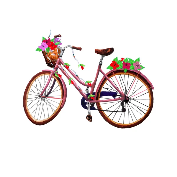 Ακουαρέλα ροζ ποδήλατο — Διανυσματικό Αρχείο