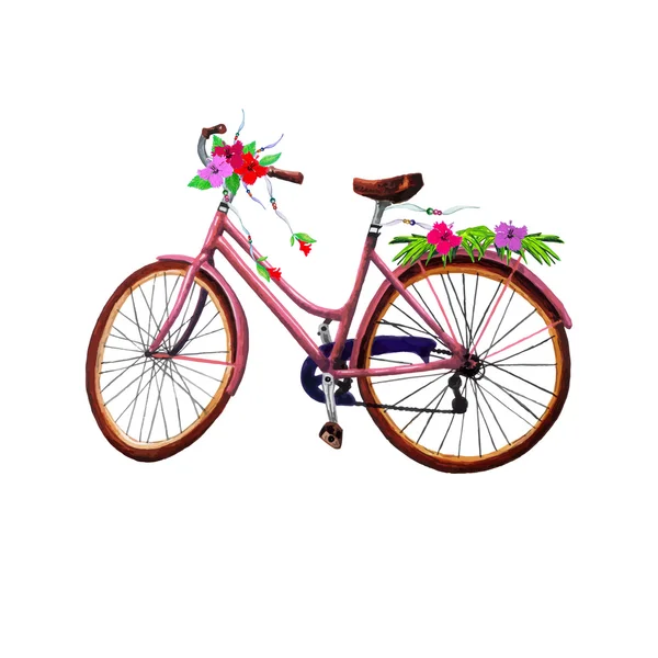 Aquarell rosa Fahrrad — Stockvektor