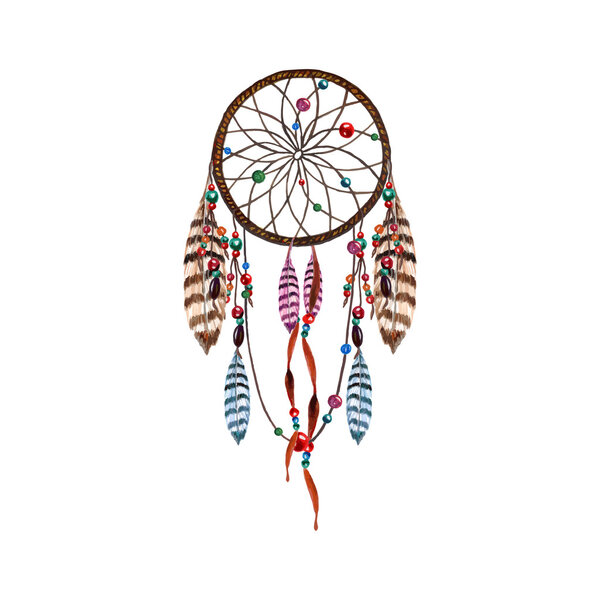 Watercolor Dreamcatcher, Feathers 