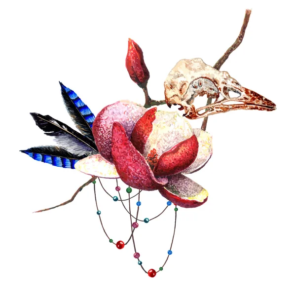 Květ Magnolie akvarel — Stockový vektor