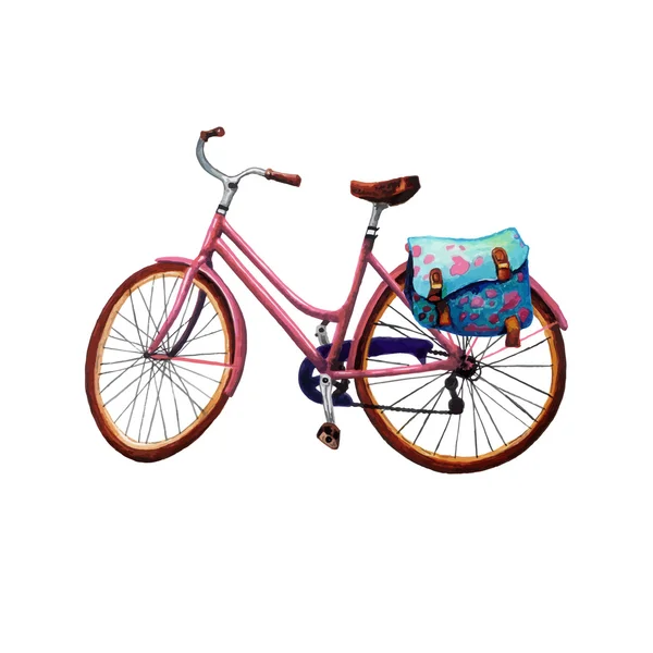 Aquarell rosa Fahrrad — Stockvektor