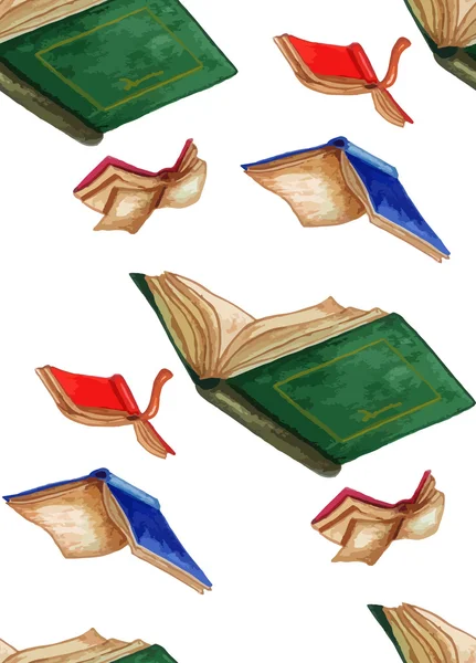 Fliegende Bücher nahtloses Muster — Stockvektor