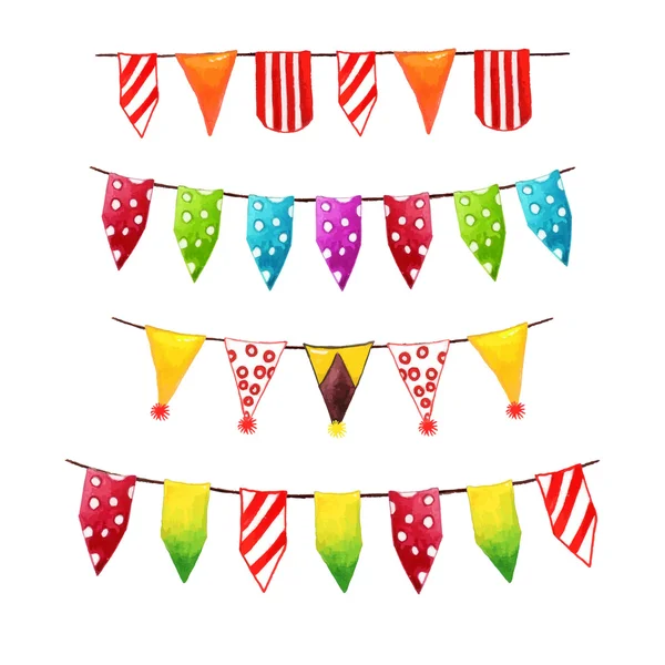 Watercolor Bunting Flags — Stock Vector