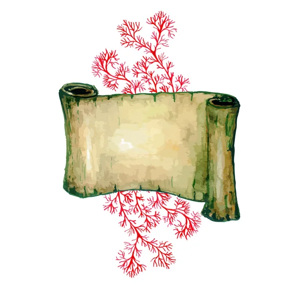 Aquarelle Corail rouge — Image vectorielle