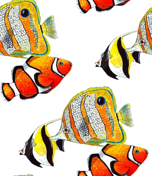 Poisson tropical motif sans couture — Image vectorielle