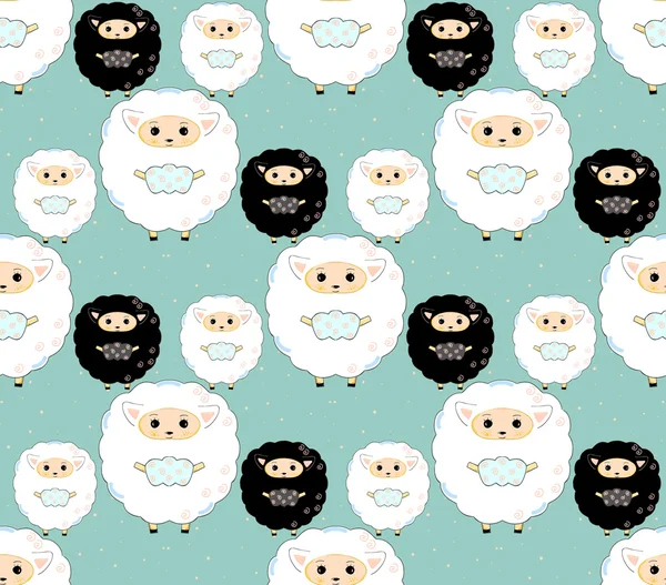 Seamless pattern of cute sheep family — 图库矢量图片