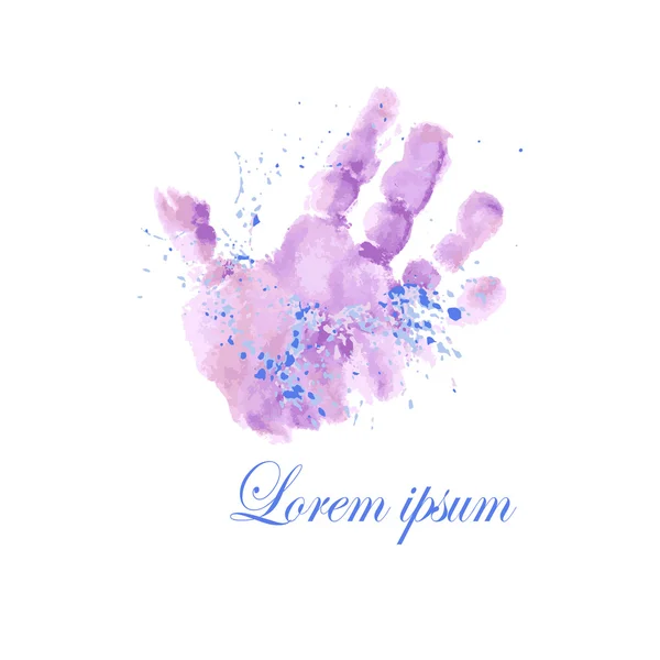 Watercolor Baby Hand print — Stock Vector