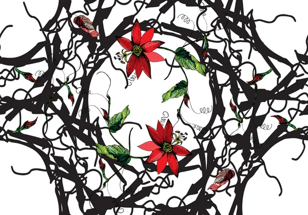 Passiflora flowers pattern — Stockový vektor