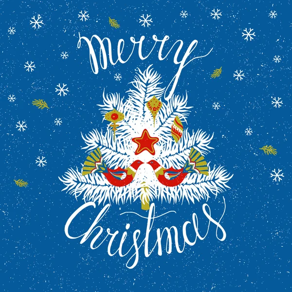 Kerstboom & Merry Christmas card. — Stockvector