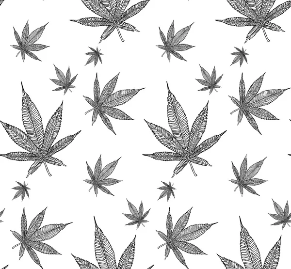Cannabis deixa padrão sem costura — Vetor de Stock