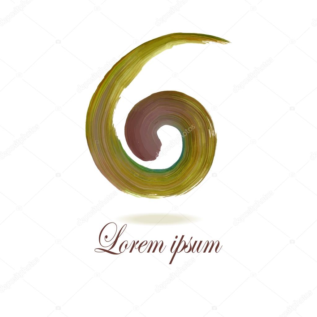 Watercolor Swirl Logo vector design template. Elegant concept for Kid's Art Lab & School, Painting courses, Art Atelier. Watercolor element for your design. Abstract Brown, Green & shades background.