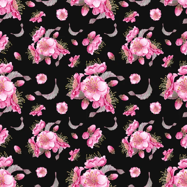 Akwarela sakura wzór. — Zdjęcie stockowe