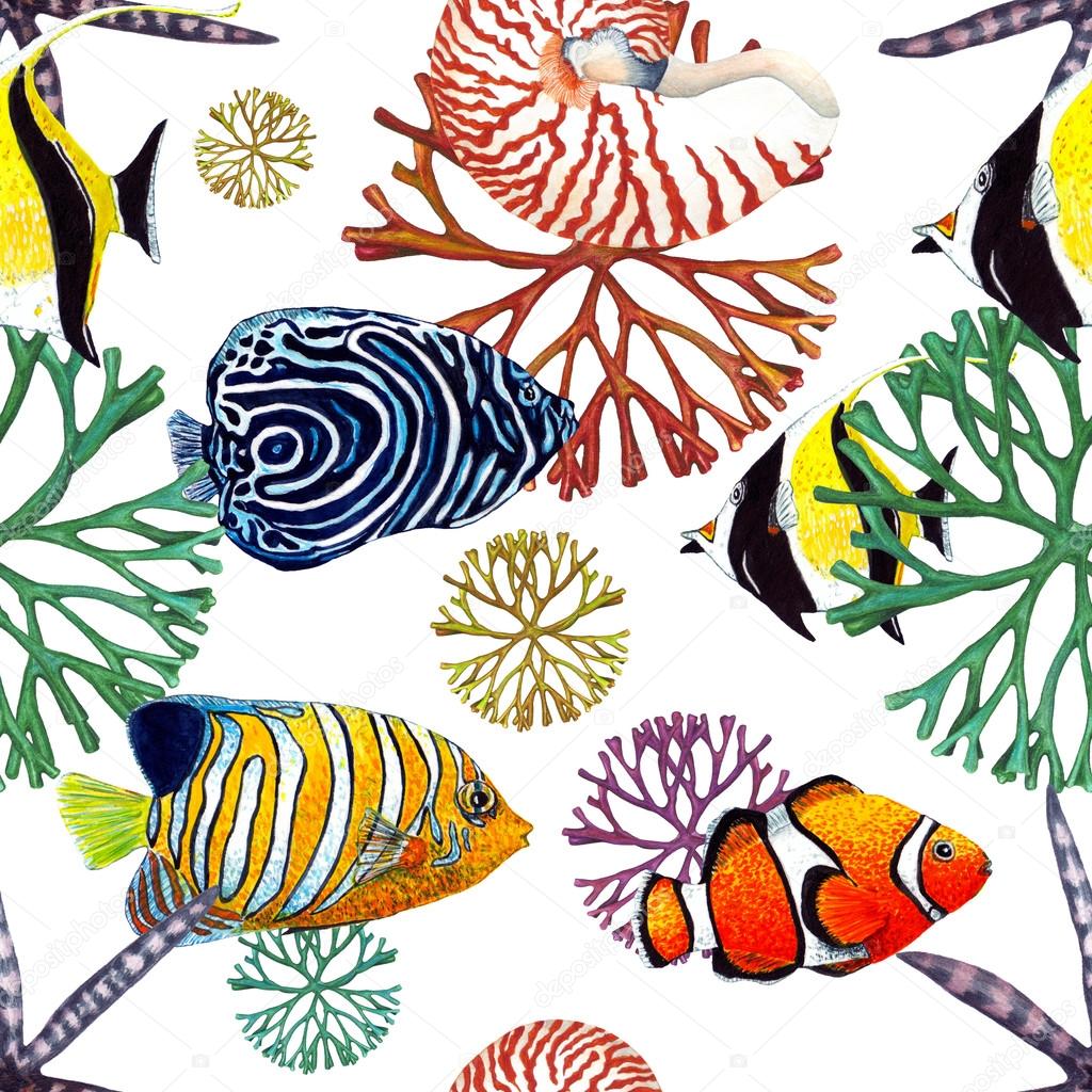 Tropical Fish Pattern. — Stock Photo © kois00kois #125222292