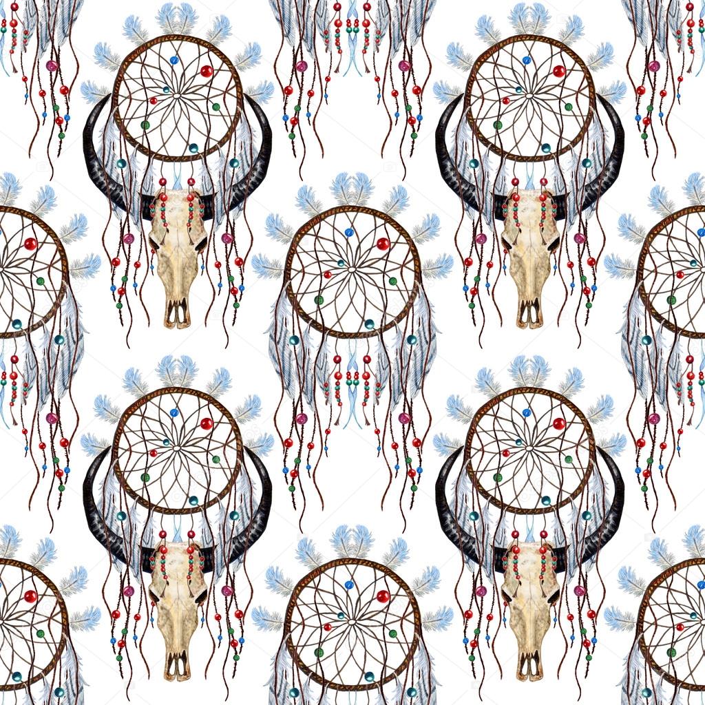 Buffalo Skull & Dreamcatcher pattern.