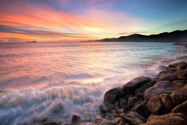 Fantastische zonsopgang en zonsondergang in George Town, Penang, Maleisië — Stockfoto