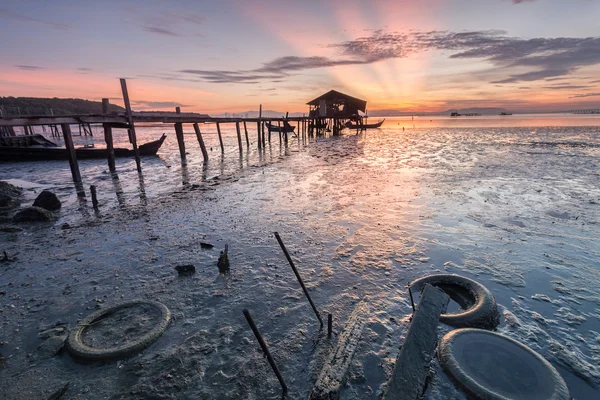 Erstaunliche sonnenaufgang und untergang in george town, penang malaysia — Stockfoto