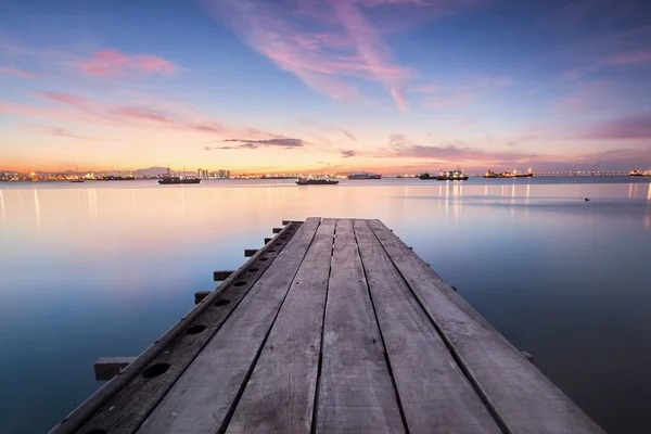 Incredibile alba e tramonto a Clan Jetty George Town, Penang Malesia — Foto Stock