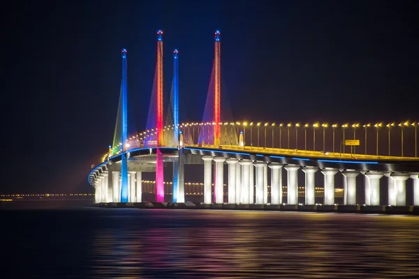 2. Penang-Brücke Nachtsicht leuchtet, George-Stadt Penang, Malaysia — Stockfoto