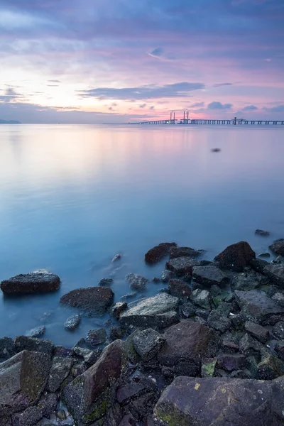 Sunrise weergeven op het strand Penang — Stockfoto