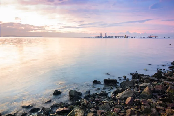 Vista all'alba sulla spiaggia di Penang — Foto Stock