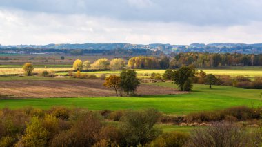 Polonya 'nın Podlasie kentindeki Narew Nehri' nin sonbahar manzarası