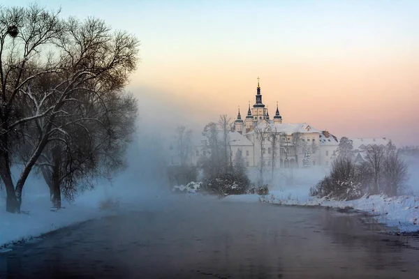 Schoonheid Van Een Koude Besneeuwde Winter Podlasie Polen Stockfoto