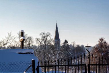 Polonya, Podlasie 'de soğuk ve karlı bir kışın güzelliği