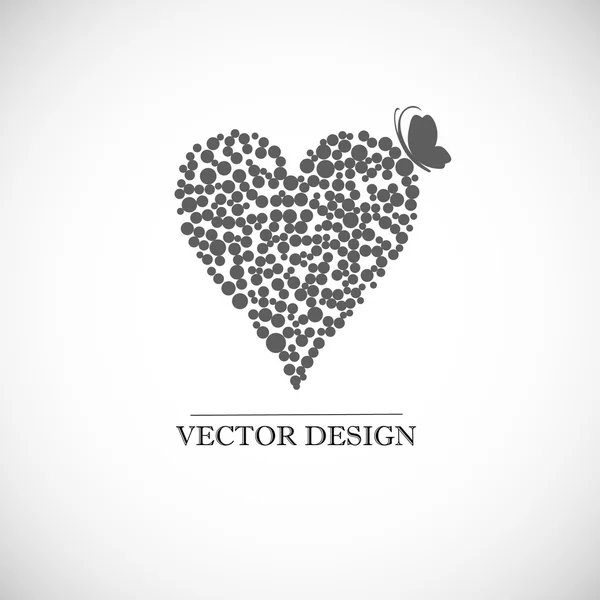 Kalp ile kelebek. Vektör tasarımı