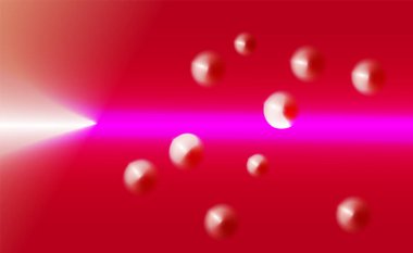 Bokeh 3D parıltı ya da kırmızı arkaplanda ışık aurası. Tasarım kullanımı için soyut dekoratif öğeler. Parlak radyal efekt ve parıltılı nar elementleri. Vektör gerçekçi 3d illüstrasyon.